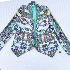 Twelfth Street Cynthia Vincent Patterned SIlk 100% Silk Blazer Size 0 NWT $209
